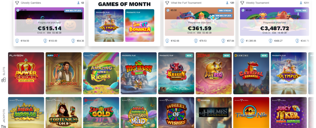 Seleção de jogos no Conquestador Casino